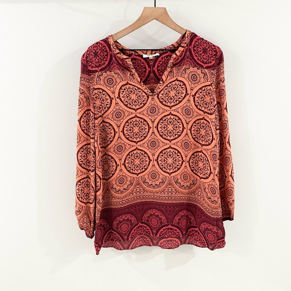 Tyler Boe Mahala Reese Silk Tunic Orange Size Medium - Picture 2 of 6